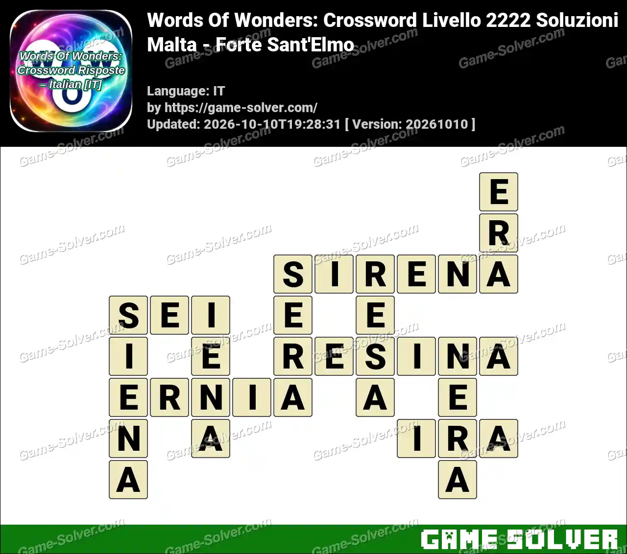 Words Of Wonders: Crossword Livello 2222 Soluzioni – Malta – Forte Sant’Elmo